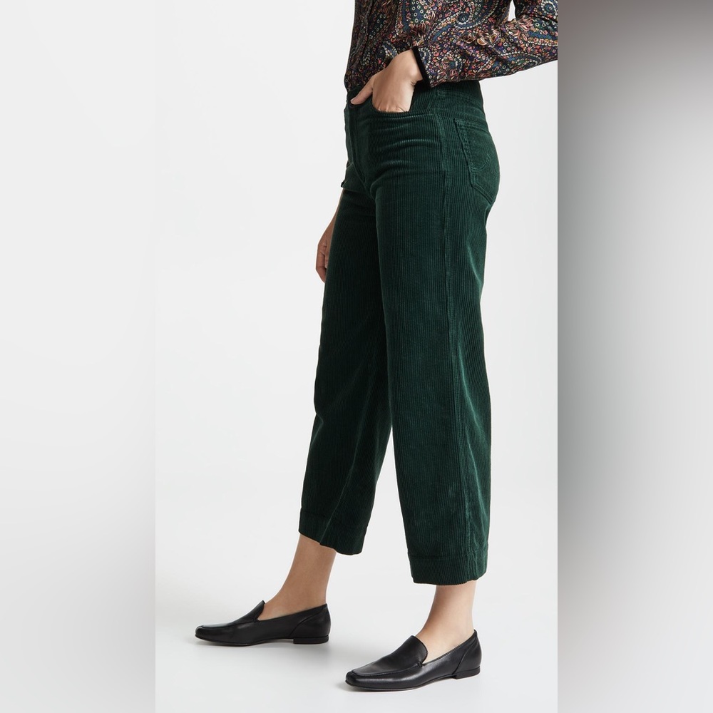 Green Wide Leg AG “Etta” Corduroy Pants